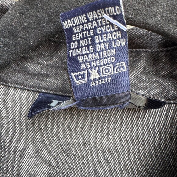 Denim & Co Womens Floral Embroidered Charcoal Gray Button-Up Denim Jacket New S - Picture 9 of 9